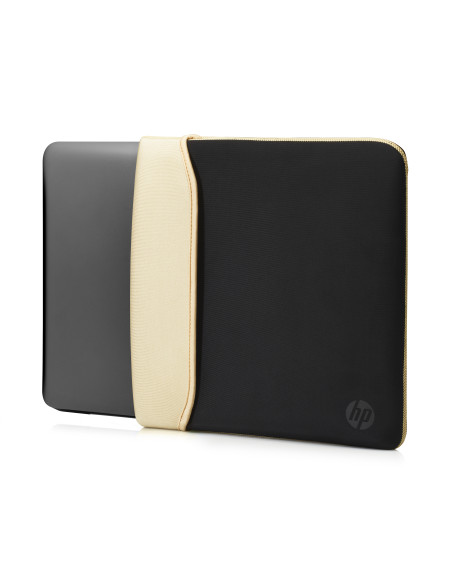 14" Sleeve for laptop, Reversible, gold/black, neoprene