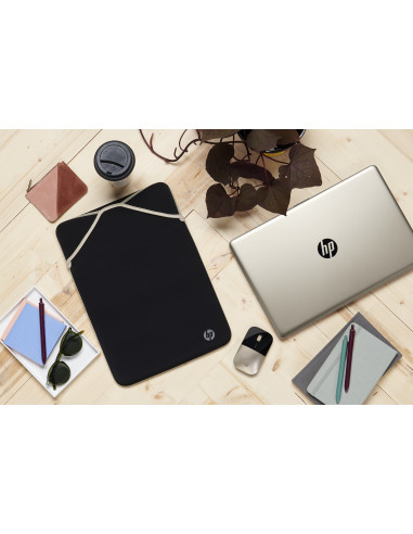 14" Sleeve for laptop, Reversible, gold/black, neoprene