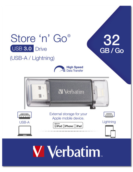 32GB - Store'n'Go USB 3.0/Lightning