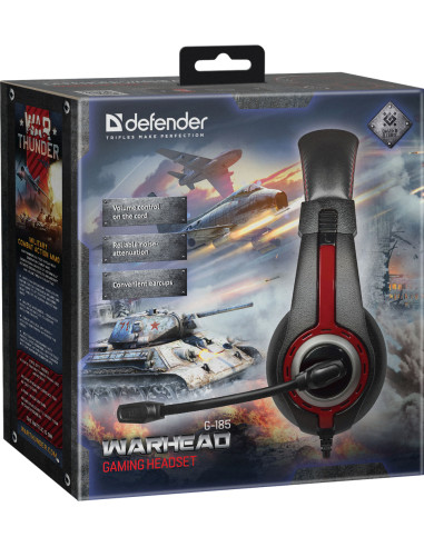 Warhead G-185, microphone, black and red, (2x3.5)mm jack