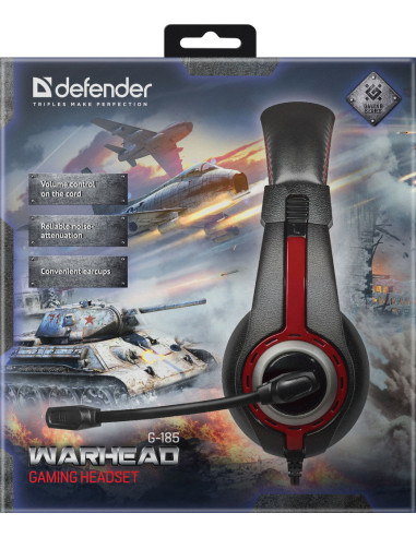 Warhead G-185, microphone, black and red, (2x3.5)mm jack