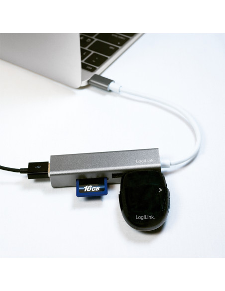 USB-C 3.0, 3-port hub con Card Reader