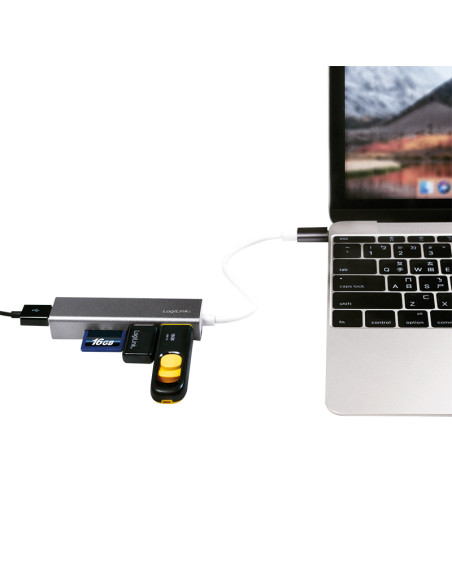 USB-C 3.0, 3-port hub con Card Reader