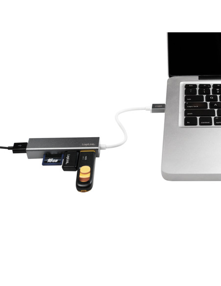 USB A 3.0, 3-port hub con card reader