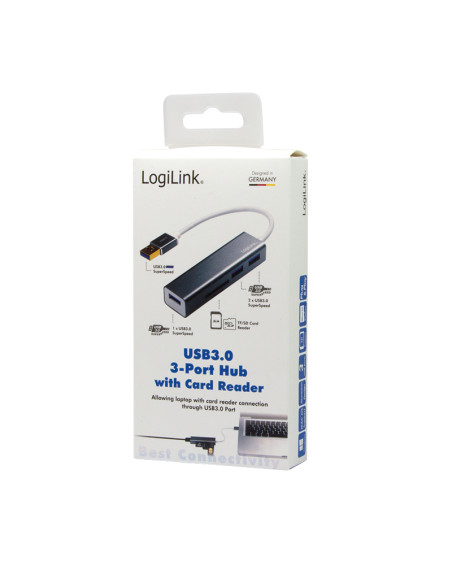USB A 3.0, 3-port hub con card reader