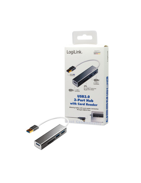 USB A 3.0, 3-port hub con card reader