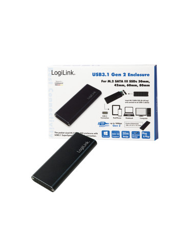External HDD enclosure, M.2 SATA - USB 3.1 Gen2
