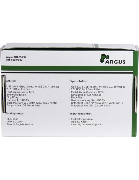Argus GD-25000 transparent USB 3.0 SATA
