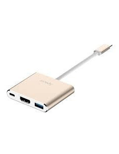 DH610 USB (3.1) hub 3-port, gold, 1x USB type C, 1x USB A (3.1), 1x HDMI