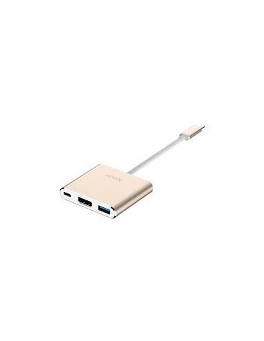 DH610 USB (3.1) hub 3-port, gold, 1x USB type C, 1x USB A (3.1), 1x HDMI