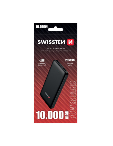 10.000mAh 2,4A 2xUSB Nero