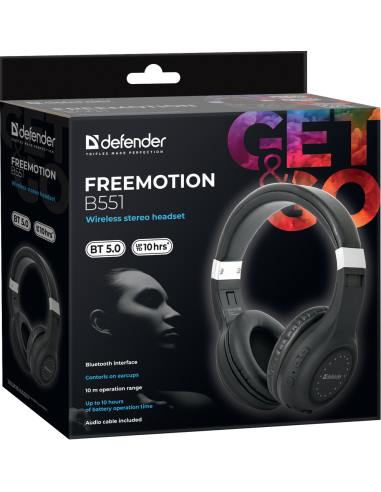 FREEMOTION B551, CUFFIE BLUETOOTH 5.0, NERO