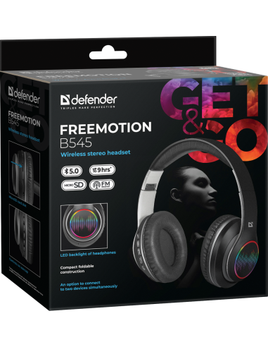 FREEMOTION B545, CUFFIE BLUETOOTH 5.0, LED
