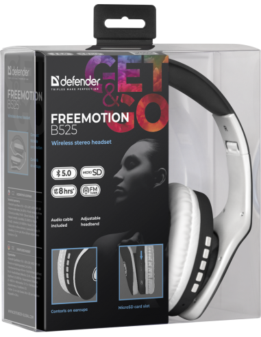 FREEMOTION B525, CUFFIE BLUETOOTH 4.2, NERO/BIANCO