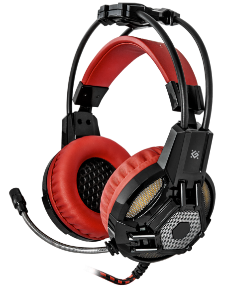 LESTER, Cuffie Gaming con Microfono, LED Rosso (2x3,5)mm-jack USB(alim)