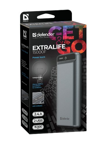 EXTRALIFE POWER BANK, 15000mAh, NERO