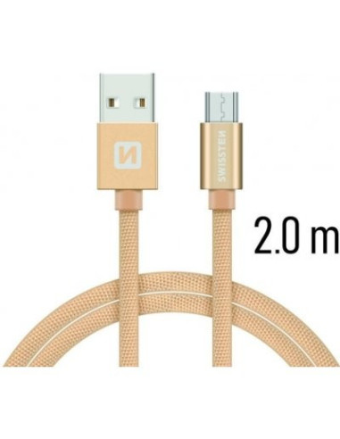 2,00 mt USB-microUSB DATA CABLE Tessuto Gold 3A