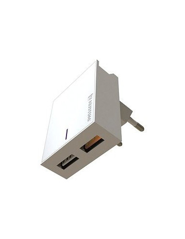 23W Slim travel charger, 2x USB, QC 3.0 bianco