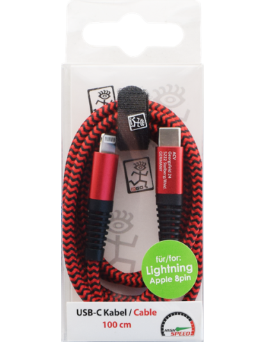1,00 mt Cavo USB Type-C/Lightning Rosso