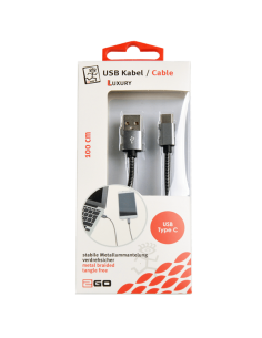 1,00 mt Cavo USB A/Type-C Luxury Metallo Intrecciato 2