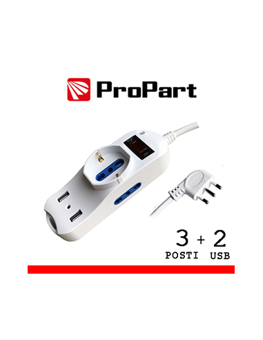 Multipresa 3 posti +2 USB