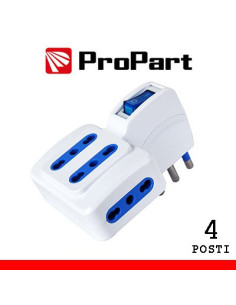 Adattatore 4pos bipasso spina16A salvaspazio + interr.