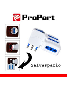 Adattatore 4pos bipasso spina16A salvaspazio + interr. 2