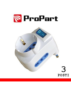 Adattatore 3pos bipasso/schuko spina16A salvaspazio + inter.