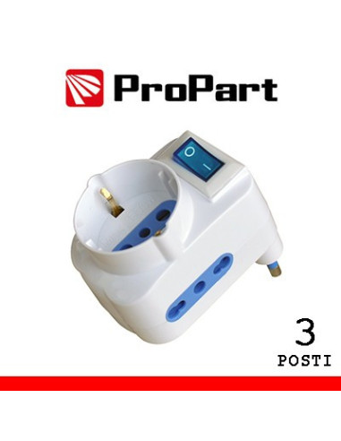 Adattatore 3pos bipasso/schuko spina16A salvaspazio + inter.