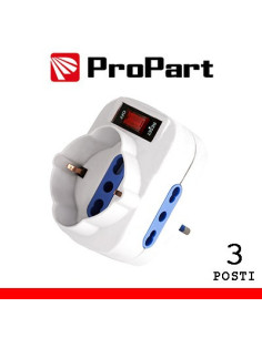 Adattatore 3 bipasso/schuko spina10A rotante + interruttore